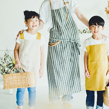 画像をギャラリービューアに読み込む, 【リネン】バイカラーキッズエプロン|かぶるだけ|ボタンなし