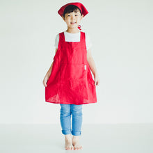 画像をギャラリービューアに読み込む, 【リネン】バイカラーキッズエプロン|かぶるだけ|ボタンなし