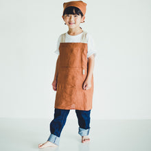 画像をギャラリービューアに読み込む, 【リネン】バイカラーキッズエプロン|かぶるだけ|ボタンなし