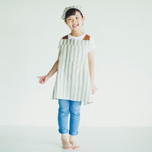 画像をギャラリービューアに読み込む, 【リネン】バイカラーキッズエプロン|かぶるだけ|ボタンなし