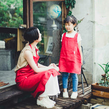 画像をギャラリービューアに読み込む, 【リネン】バイカラーキッズエプロン|かぶるだけ|ボタンなし