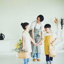画像をギャラリービューアに読み込む, 【リネン】バイカラーキッズエプロン|かぶるだけ|ボタンなし