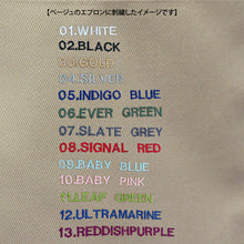 画像をギャラリービューアに読み込む, 全刺繡糸を縫ったベージュ色のエプロン